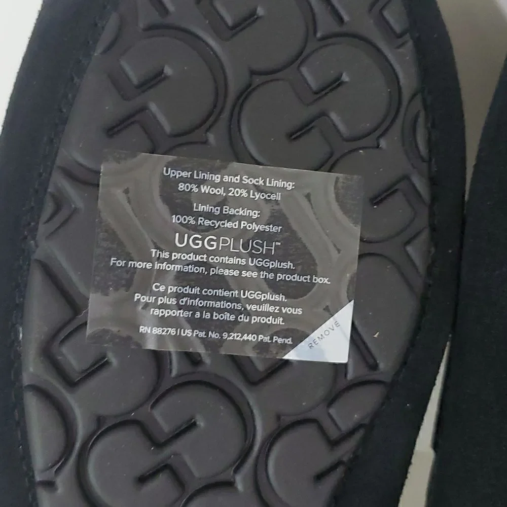UGG Ascot Slipper Black Suede Wool Comfort Loafer Men's US 8 NIB